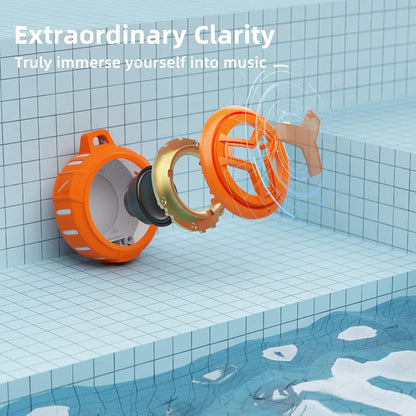 Bluetooth Shower Speaker, IPX7 Waterproof Portable Wireless Small Mini Speakers, Floating, 2000 Mah with RGB Light for Pool, Beach, Boat, Kayak Accessories, Gifts for Men and Women -Orange