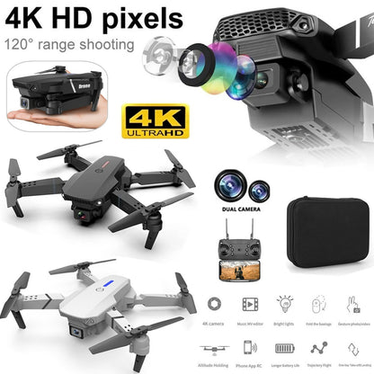 E88 Pro WIFI FPV Quadcopter with Fordable HD 4K Wide Angle Dual Camera Drone RC