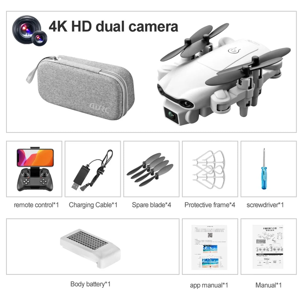 Professional 4DRC Mini Selfie Drone WIFI FPV Dual HD Camera Foldable Quadcopter